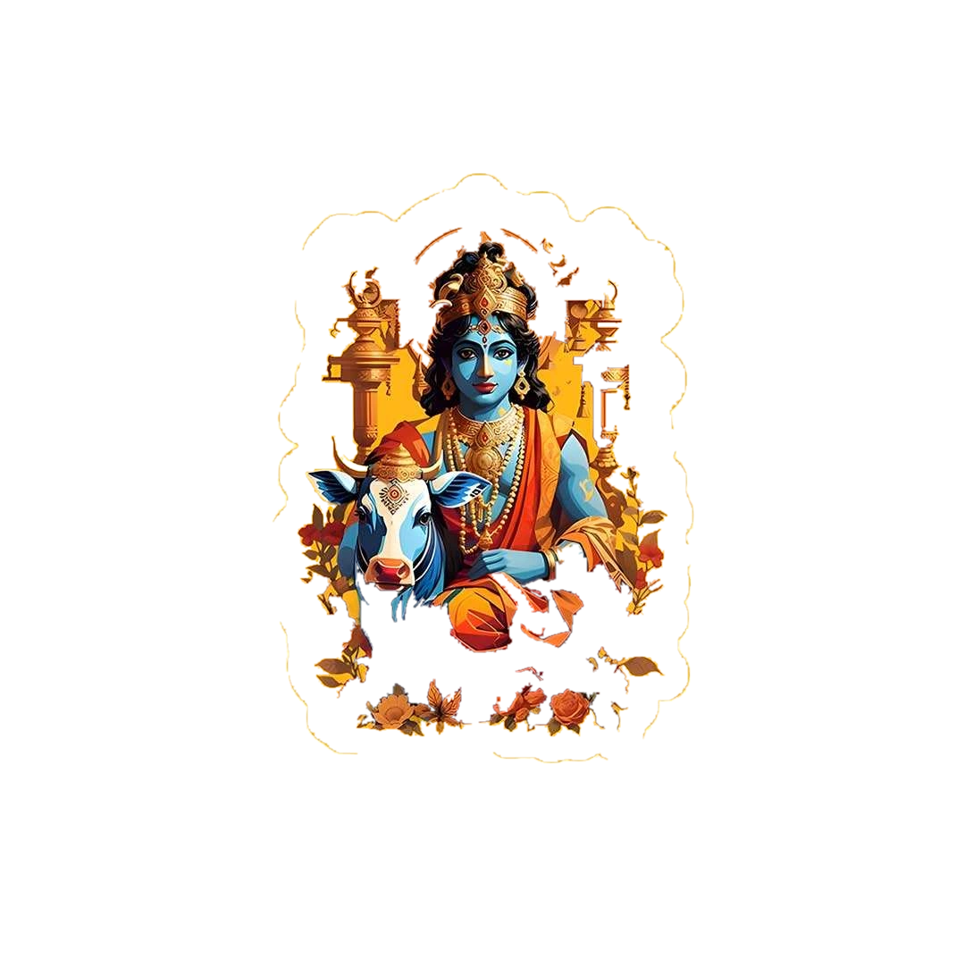 Krishna And Cow Sticker